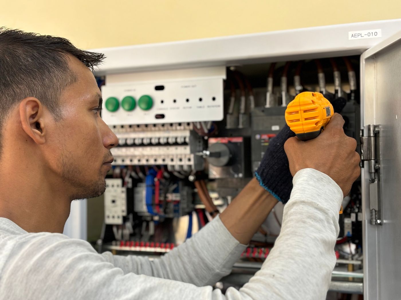 Electrical professionals at work